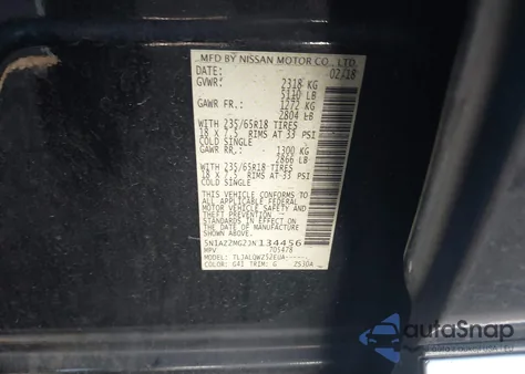 2018 Nissan Murano Sv из США, поврежденный, VIN 5N1AZ2MG2JN134456